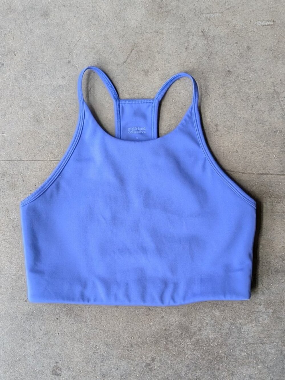 Girlfriend Collective Colette Luxe Strappy Long Line Bra in Blue small